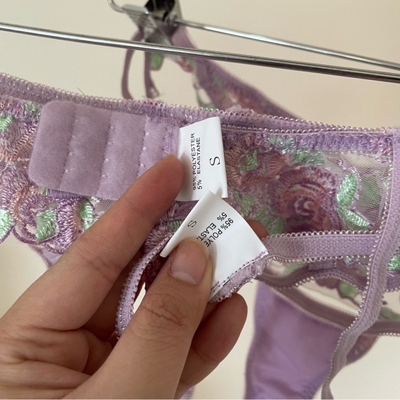 Purple & Green Lace Lingerie Garter Set - Picture 7 of 9